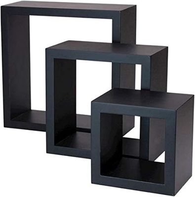 3個セットのダイニングセット 黒木製 収納棚 ディスプレイ 壁棚 キッチン家具