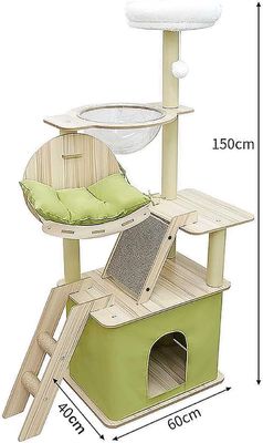シサル 草の柱 と 耐久 木材 の 建築 付き の 多階建て の 猫 の コンドミ ンス