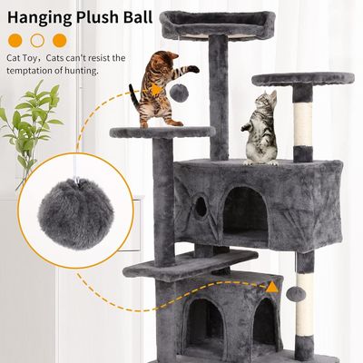 70インチ高い猫塔 登り台 階段 木材と個性化されたロゴの遊び場