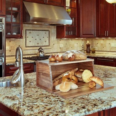 木製のパンボックス オールインワンパーツ オーガナイザー キッチン 組立 天然 ヴィンテージ パン 食品 貯蔵 ビン コンテナ