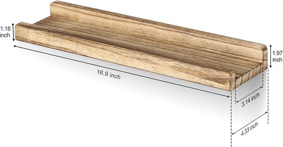 16.9インチセット 3 ブラウン木画棚 調整可能な田舎風の壁棚 オフィス用