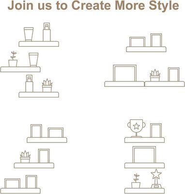 16.9インチセット 3 ブラウン木画棚 調整可能な田舎風の壁棚 オフィス用