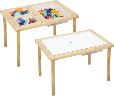 幼稚園用の3つの箱付きの木製の感覚テーブル スタンド分類 折りたたみのないラック