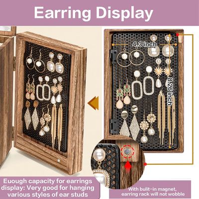 環境5層4引き出し 鏡付き大型木製オーガナイザーボックス 木製宝石箱