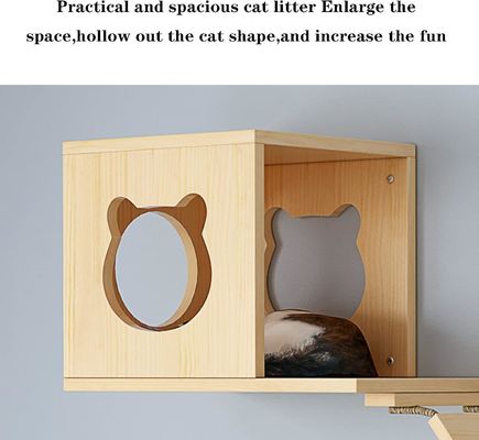 カスタムサイズ 壁にマウントされた猫ベッド リビングルームで登るための木製の猫の板棚