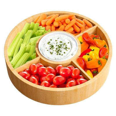 202407 セラミックボウル付き丸い竹の食卓 試料無料または返品