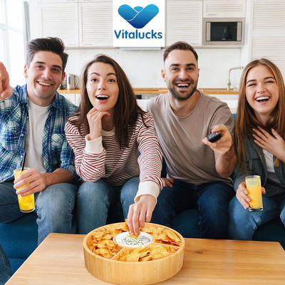 202407 セラミックボウル付き丸い竹の食卓 試料無料または返品