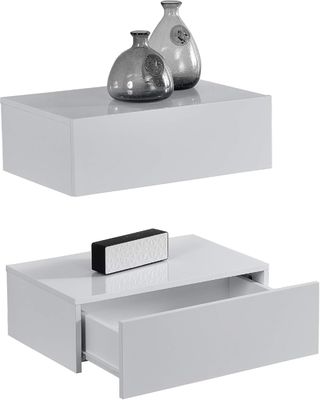 便利な廊下 収納 壁付き 木造 浮き棚 引き出し 46 x 30 x 15cm