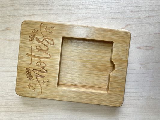 ビジネスオフィス用 木製カスタムパーソナライズされた竹のステキノートホルダーディスペンサー