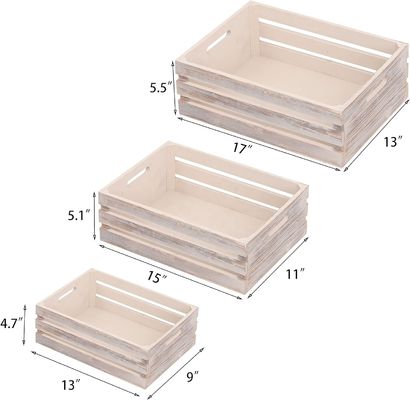 装飾用木製の貯蔵コンテナセット 3箱セット 13.25x9.5x5のハンドル5