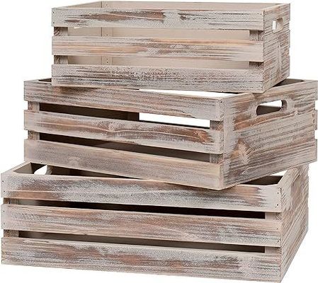 装飾用木製の貯蔵コンテナセット 3箱セット 13.25x9.5x5のハンドル5