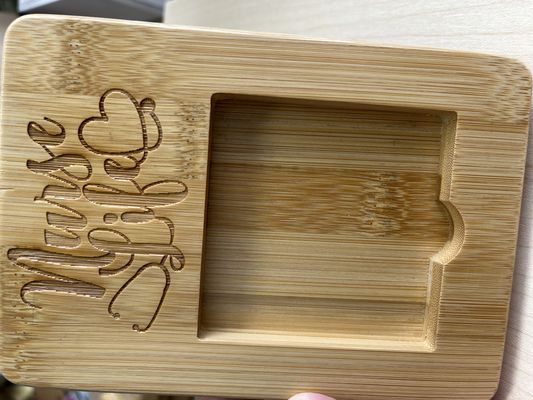 ビジネスオフィス用 木製カスタムパーソナライズされた竹のステキノートホルダーディスペンサー