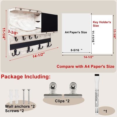 農家の装飾のためのチャークボードとキーとメールオーガナイザー