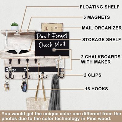 農家の装飾のためのチャークボードとキーとメールオーガナイザー