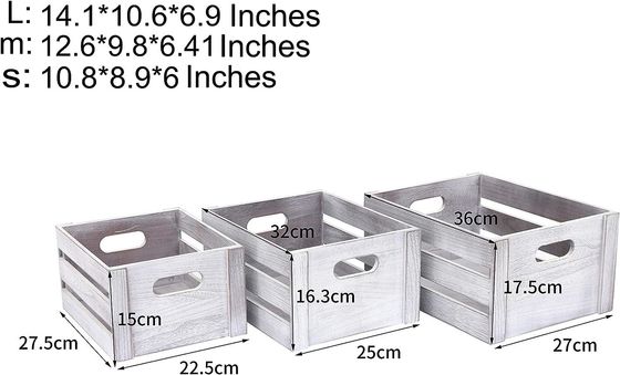 田舎風の白木製のディスプレイキャスト 3つの装飾用松の貯蔵キャストのセット 折りたたみ不可
