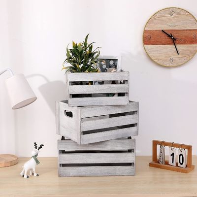 田舎風の白木製のディスプレイキャスト 3つの装飾用松の貯蔵キャストのセット 折りたたみ不可