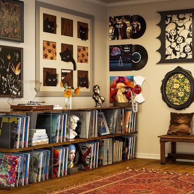 工業用レコードホルダー 棚 ヴィニールレコード 収納家具 現代のデザインスタイル