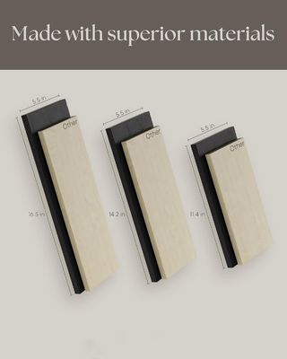 セット 3 現代の調整可能な黒の壁にマウントされた木製の浮遊棚