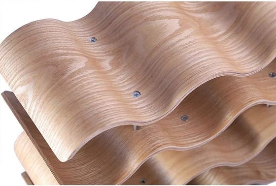 4 層 木製の波のワインボトル 保存の安易なインストールのためのカスタム固木棚