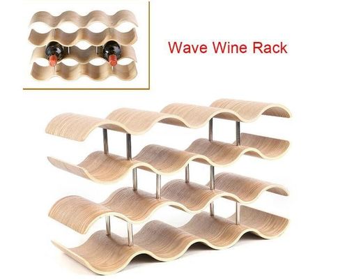 4 層 木製の波のワインボトル 保存の安易なインストールのためのカスタム固木棚