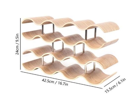 4 層 木製の波のワインボトル 保存の安易なインストールのためのカスタム固木棚