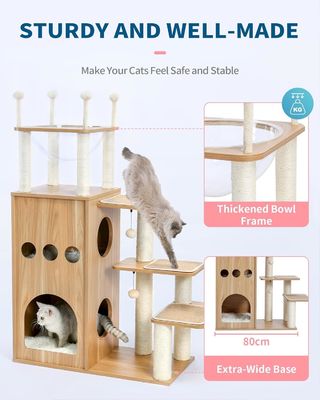 OEM ODM 受け入れられる 頑丈なフリスコ城 猫ツリータワー モダン 51 エクストラハイキャット コンドミニアム
