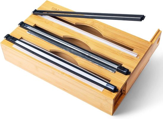 スライドカット キッチン ドラワー オーガナイザー バンブー 3 in 1 フィルムとプラスチック クリップ 巻物 配送機