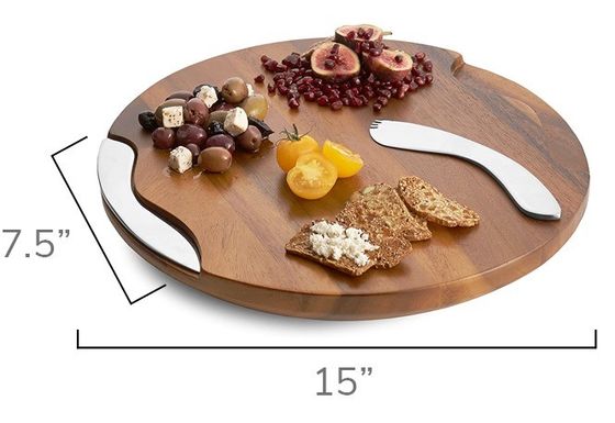 カスタムロゴ ナイフとスプレッダーで可決 丸い溝のアカシア切断板