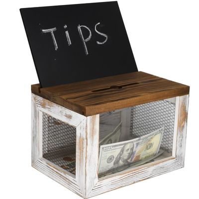 ワイヤーグリッドデザイン アクリルパネル パイン木 テーブル用品のための投票用寄付収集箱