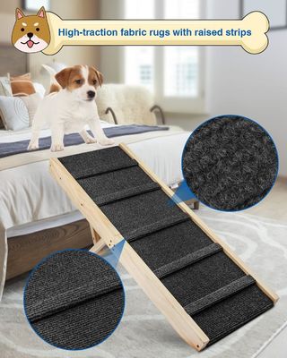 木製 折りたたみ 携帯 ペット ランパ 木製 犬 ステップ ベッド 松 木 調整 可能な 犬 ランパ