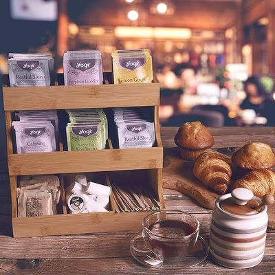 他のプレゼント 工芸品 3層 バンブー お茶袋 収納箱 180袋 松の木色