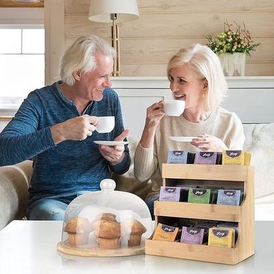 他のプレゼント 工芸品 3層 バンブー お茶袋 収納箱 180袋 松の木色