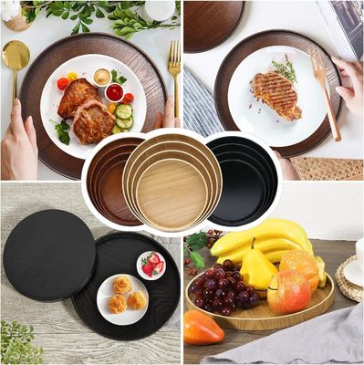 木製 シンプル カラー ラウンド サービス トレイ 9.5 インチ 家庭装飾やコーヒーテーブルに最適