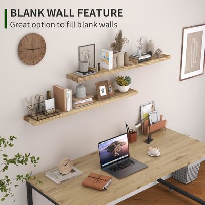 48 インチ 壁棚 浴室ディスプレイの壁収納用 2 つの田舎木製棚セット