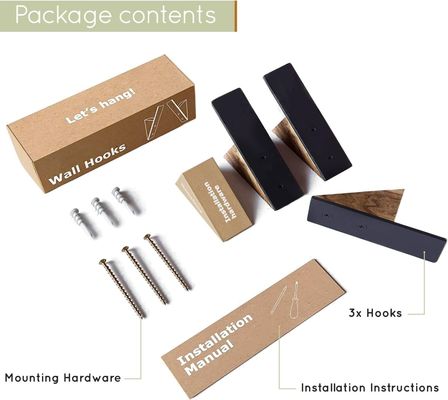 リビングルーム家具 大量 優位性 ブラック ナッツ 木 ブラック メタル ハット フック