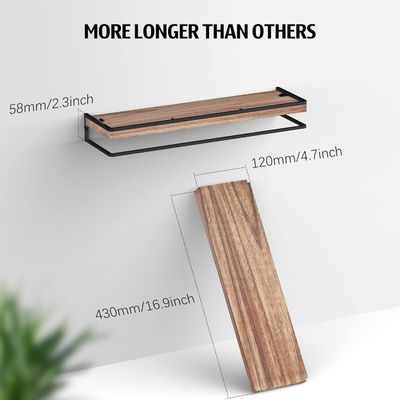 2つの現代的な浮遊棚のセット 木造デザインの壁掛け寝室収納