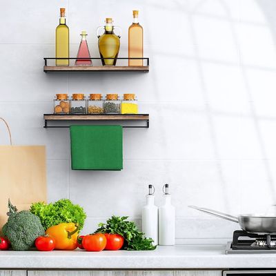 2つの現代的な浮遊棚のセット 木造デザインの壁掛け寝室収納