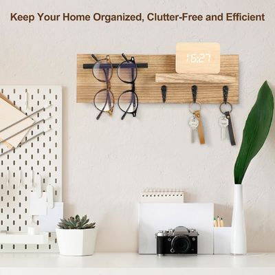 多機能 の 木製 の キー ハンガー と 棚 と フック