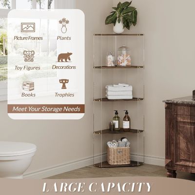 アクリル製と木製の角ディスプレイ用棚の多用途収納書棚