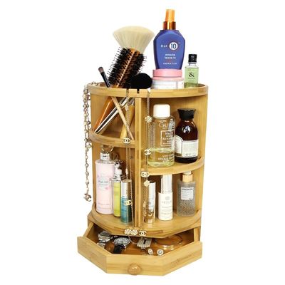 202407 調節可能な棚と引き出し バンブー 旋回化粧器 家庭用品