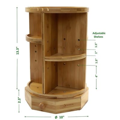 202407 調節可能な棚と引き出し バンブー 旋回化粧器 家庭用品