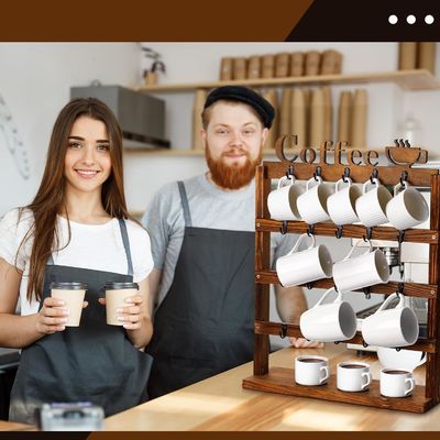 ロースティック ヴィンテージ 木造 コーヒーカップ 収納ラック 4階 木製 カウンタートップ カップホルダー
