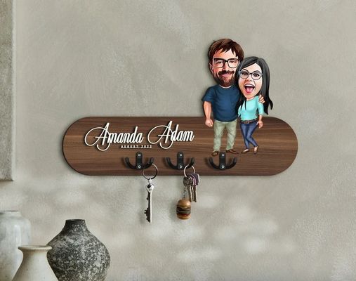 パーソナライズドホームストレージ用の木製鍵保持器エントリーウェイオーガナイザー