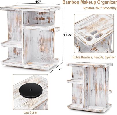 ローテーションカルーゼル化粧オーガナイザー 化粧品と皮膚ケア オーダーメイド 田舎白木