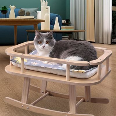木製の猫と小さな犬のベッド リラックスのためのポータブル エリエイトペットベッドスイングチェア