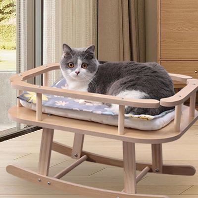 木製の猫と小さな犬のベッド リラックスのためのポータブル エリエイトペットベッドスイングチェア