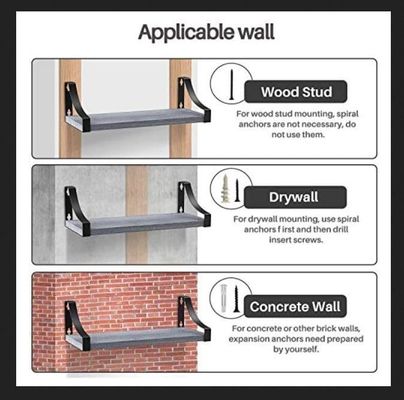 農家の木製の浮遊棚 3本セット ダイニングルーム 収納量 55ポンドまで