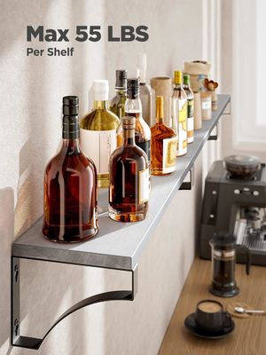 農家の木製の浮遊棚 3本セット ダイニングルーム 収納量 55ポンドまで