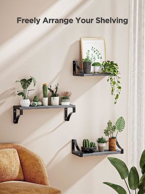 農家の木製の浮遊棚 3本セット ダイニングルーム 収納量 55ポンドまで