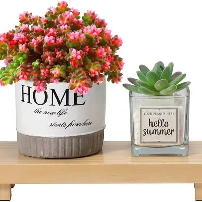 24x13x22cm パインウッドライザー 家庭装飾と小型植物用 スタンド 田舎風の木製のトレイ